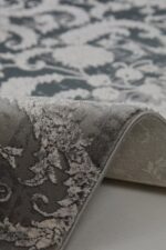 Naturel 1715 Gri - Vintage Gri Üzerine Beyaz Barok Halı Modeli - Görsel 7