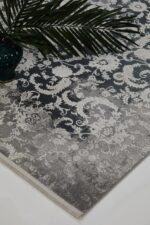 Naturel 1715 Gri - Vintage Gri Üzerine Beyaz Barok Halı Modeli - Görsel 8