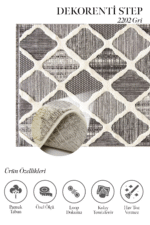 Step 2202 Gri - Göz Alıcı Elmas Motifli Gri Halı - Görsel 2