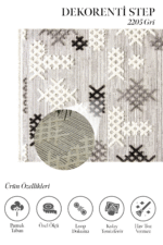 Step 2205 Gri - Dokulu Etnik Desenli Gri Halı - Görsel 2
