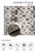 Step 2206 Gri - Etkileyici Modern Stilde Gri Desenli Halı - Görsel 2