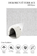 Terrace 8201 Beyaz - Dingin Atmosfer Yaratan İnce Çizgili Halı - Görsel 2