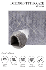 Terrace 8208 Gri - Yumuşak Dokulu Gri Zemin Halısı - Görsel 2