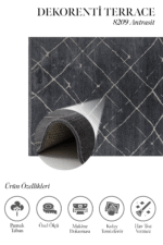 Terrace 8209 Antrasit - Çizgili Antrasit Salon Halısı - Görsel 2