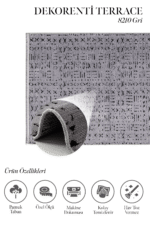 Terrace 8210 Gri - Bohem Desenli Gri Halı Modeli - Görsel 2