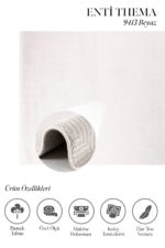 Thema 9413 Beyaz - Modern Tarzda Zarif Beyaz Salon Halısı - Görsel 2