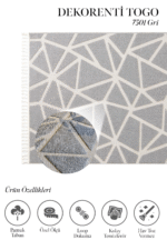 Togo 7501 Gri - Göz Alıcı Modern Desenli Gri Halı - Görsel 2