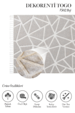 Togo 7502 Bej - Göz Alıcı Geometrik Formlu Bej Halı - Görsel 2