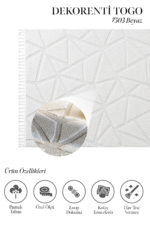 Togo 7503 Beyaz - Çağdaş Dekorasyonlara Uyumlu Beyaz Desenli Halı - Görsel 2