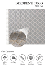 Togo 7505 Gri - Örgü Görünümlü Elmas Dokulu Gri Halı - Görsel 2