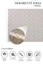 Togo 7506 Bej - Zamansız Şıklıkta Geometrik Bej Halı - Görsel 2