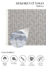 Togo 7509 Gri - Fark Yaratan Deseniyle Gri Halı Seçeneği - Görsel 2