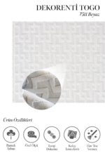 Togo 7511 Beyaz - Minimalist Tarzda Beyaz Geometrik Salon Halısı - Görsel 2