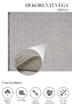 Vega 1453 Gri - Giriş Alanları İçin Kaymaz Tabanlı Yuvarlak Gri Halı - Görsel 2