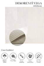 Vega 1454 Krem - Modern Daire Desenle Krem Halı Estetiği - Görsel 2
