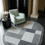 Dekorenti Bukle 1403 Gri Oval - Modern Geometrik Desenli Tozumaz Halı