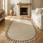 Dekorenti Bukle 1412 Bej Oval – Bohem Tarzı Bukle Dokuma Halı