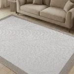 Dekorenti Lora 3204 Bej - Çerçeveli Modern Pamuk Tabanlı Polyester Halı