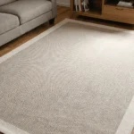 Dekorenti Lora 3206 Bej - Çerçeveli Modern Pamuk Tabanlı Polyester Halı