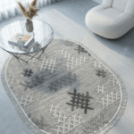 Dekorenti Step 2205 Gri Oval - Etnik Desenli Yumuşak Tozumaz Halı