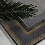 Romans Naturel 1705 Gri Sarı - Çerçeve Desenli Modern Halı